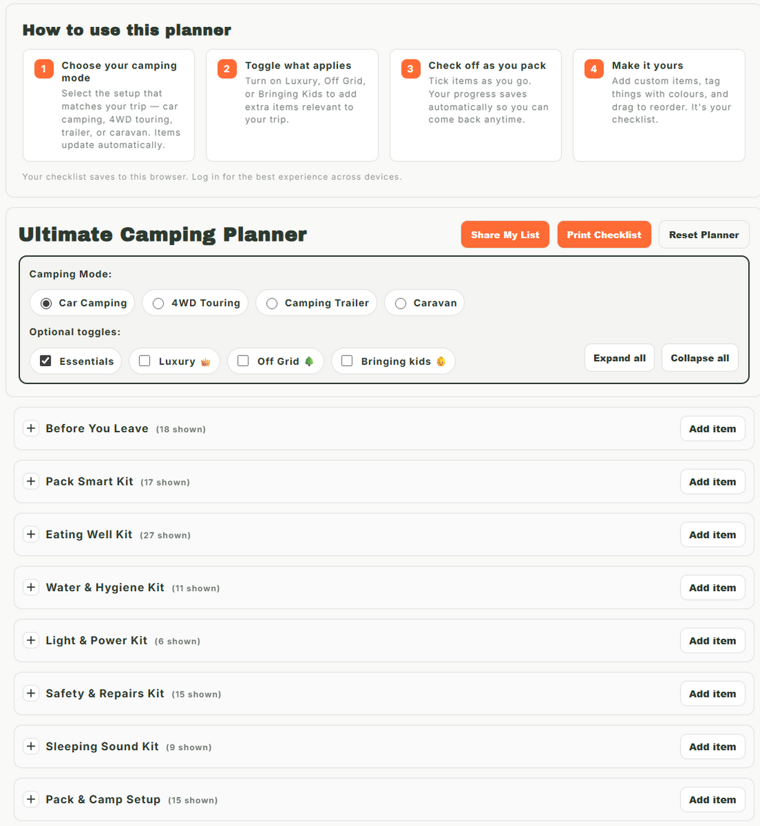 Picture of the madden authentic ultimate camping planner